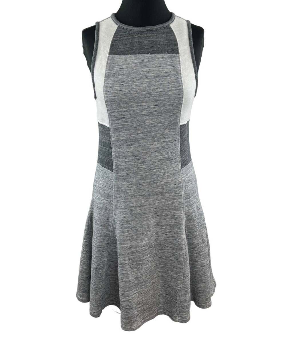 Derek Lam IOC x Athleta Downtown Gray Colorblock Fit & Flare Knit Dress 724631 M